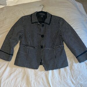 Scott Taylor Black & White Polka Dot Cropped Blazer